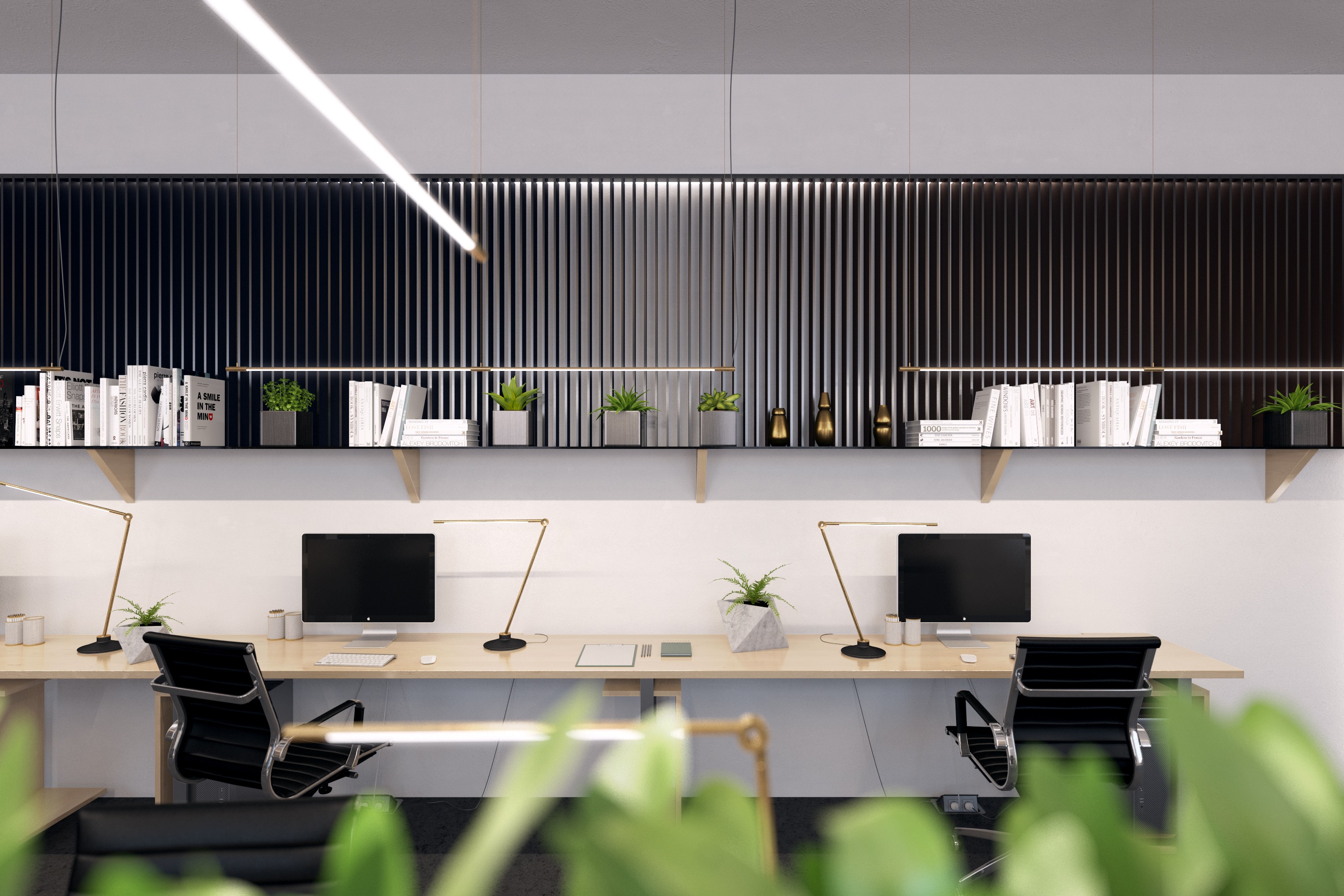 THIN Task Lamp in Brass Finish, Modern Office Lighting