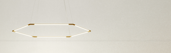 Juniper Lighting THIN Primaries Hexagon Geometric Light Fixture in Satin Brass