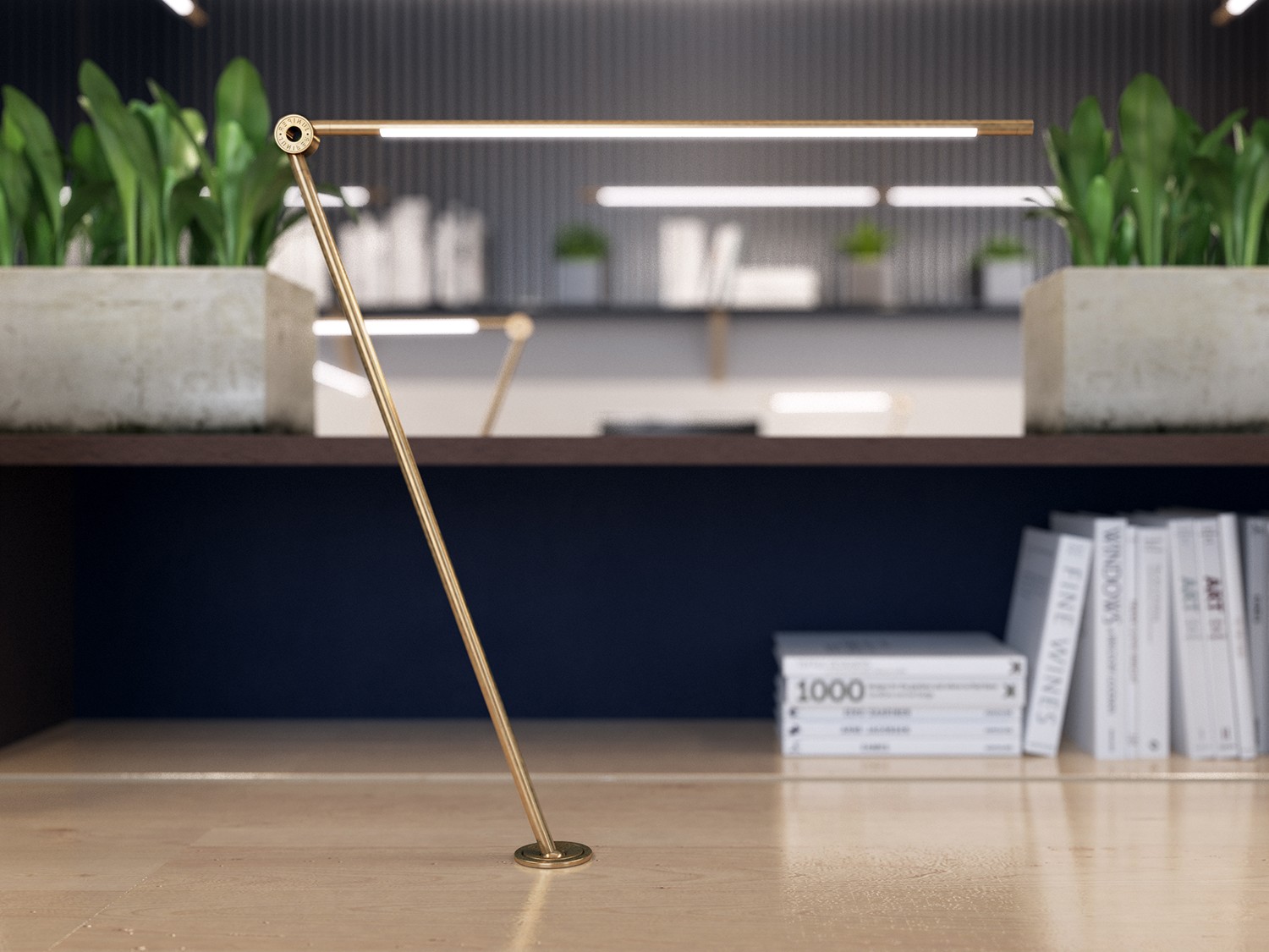 THIN Task Lamp Satin Brass Desk