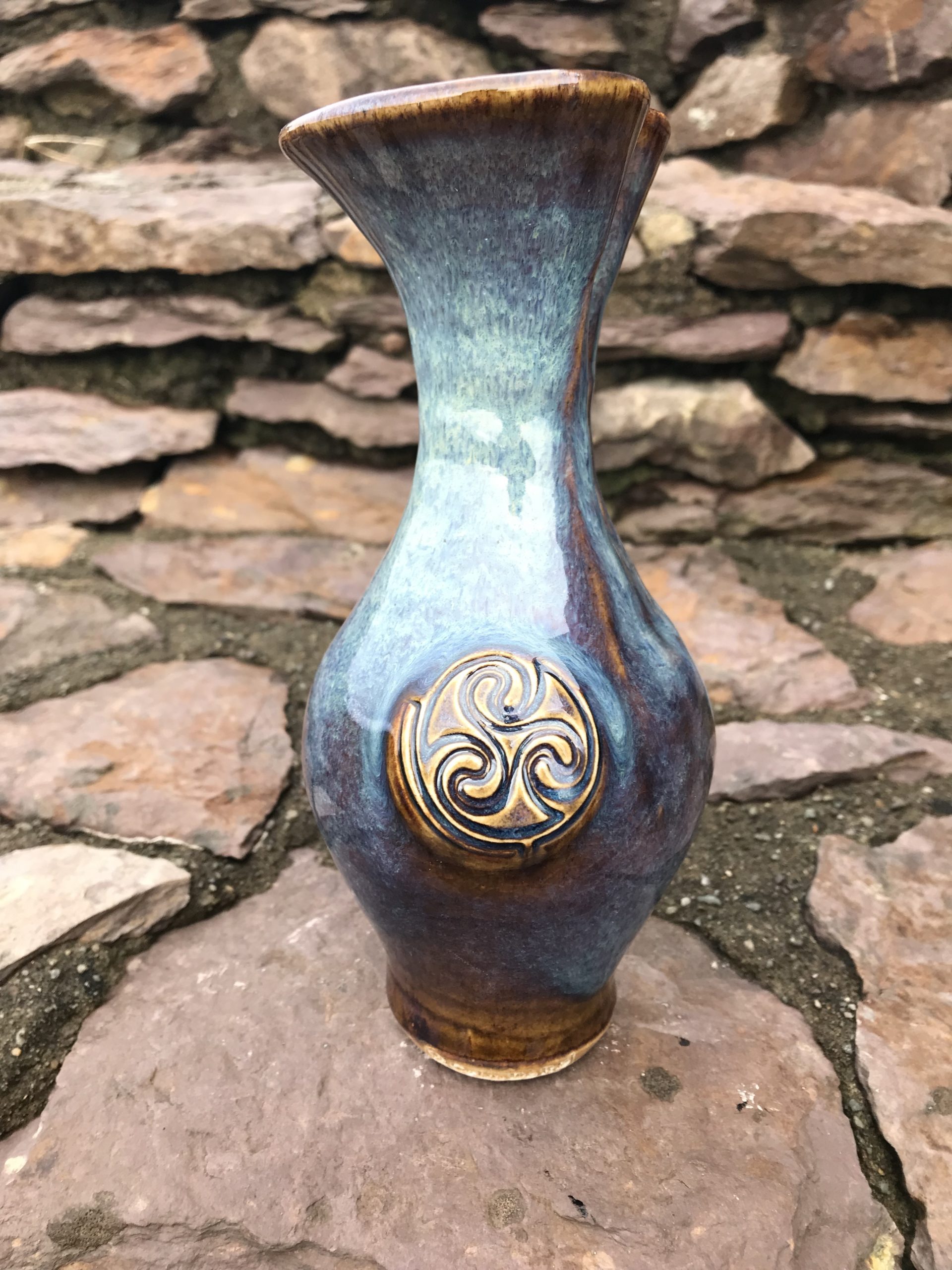 Colm De Ris Irish Pottery Blue Medium Vase The Skellig Gift Store