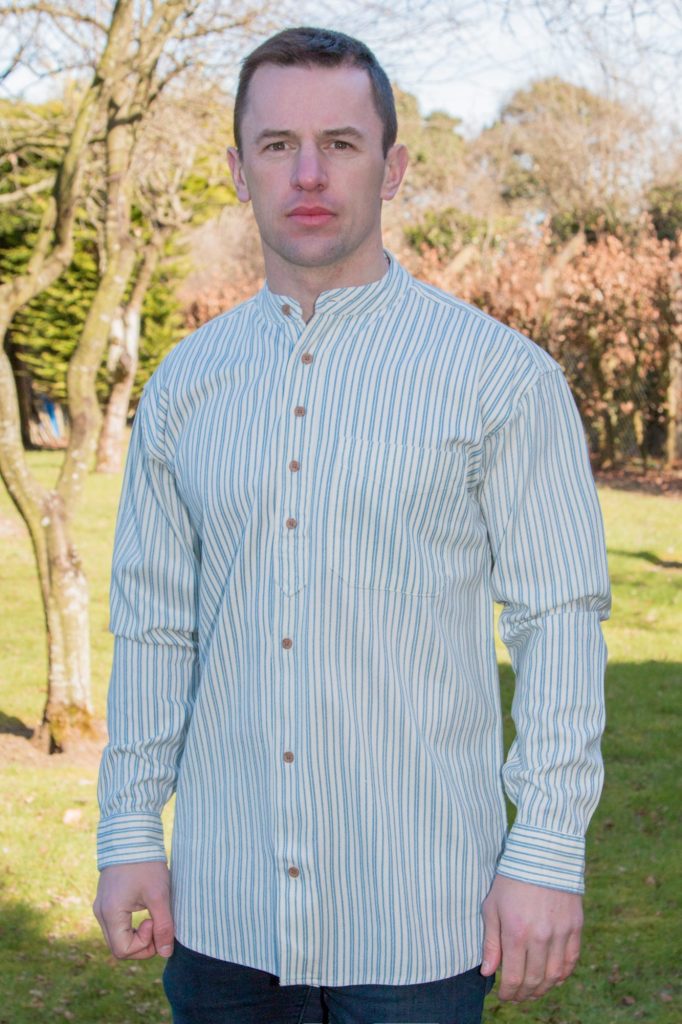 Classic Irish Linen Grandfather Shirt - Errigal White - Classic Fit - Unisex - Half Button - Ireland