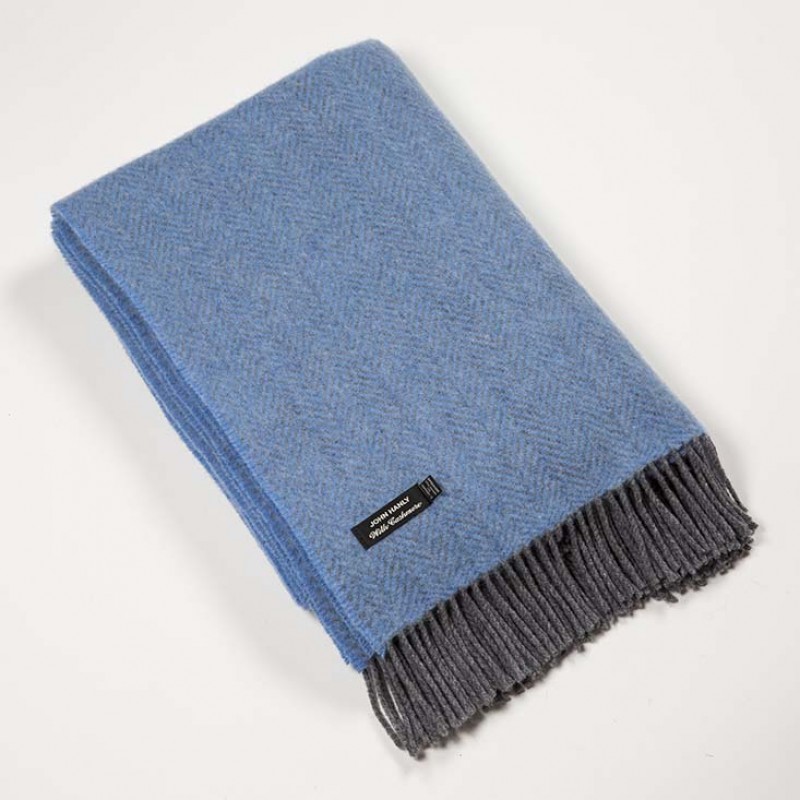 John Hanly Blue Cashmere Blanket 1403 Skellig Gift Store