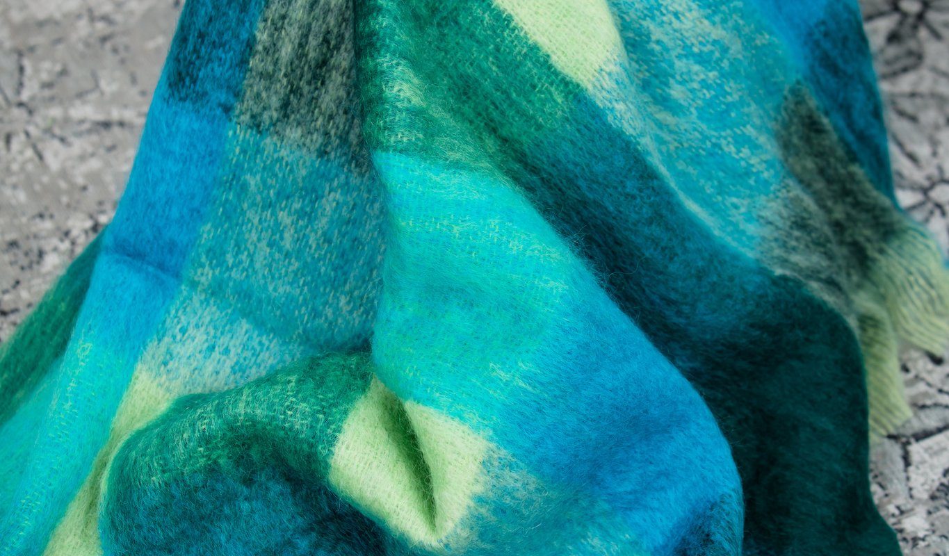 Foxford Green Check Mohair Blanket Throw