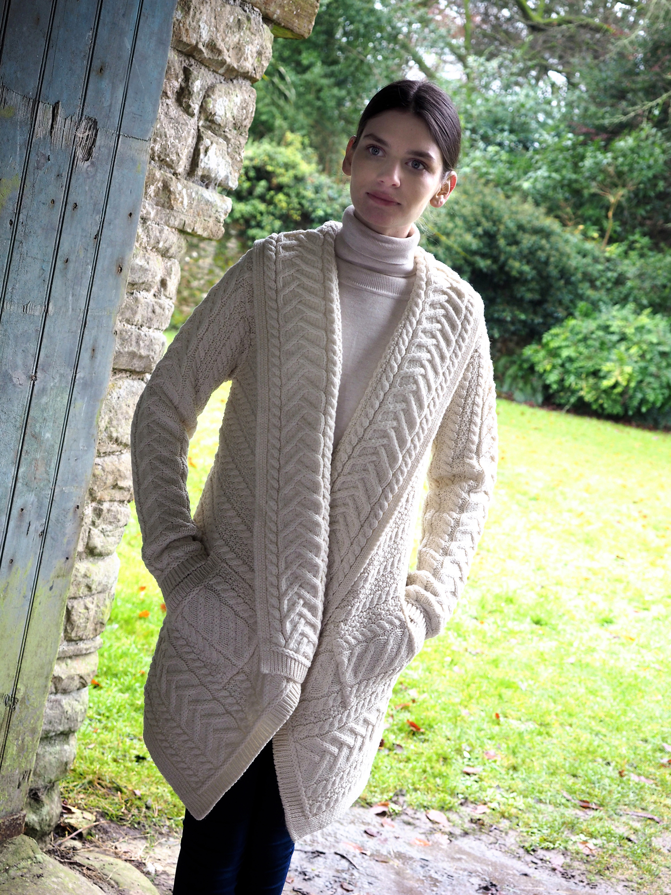 Aran Crafts Cable Knit Waterfall Cardigan sh4695 Skellig Gift Aran Crafts Cable Knit Waterfall Cardigan sh4695 Skellig Gift