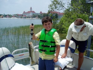 The writer's son shows off his catch.