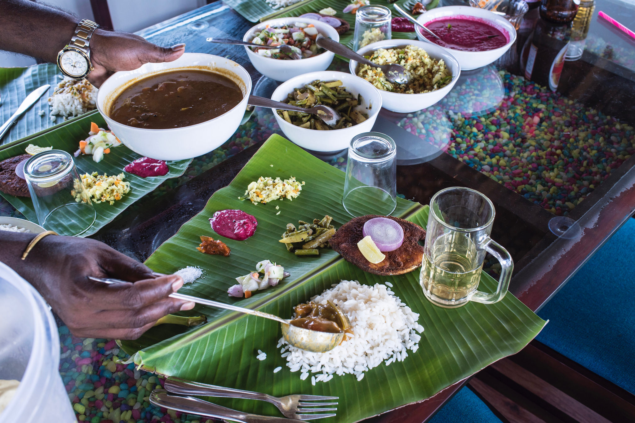 Dining on Kerala houseboat 