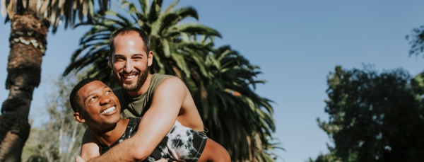 male gay couple outside