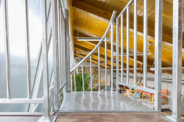 galvanized loft stair platform