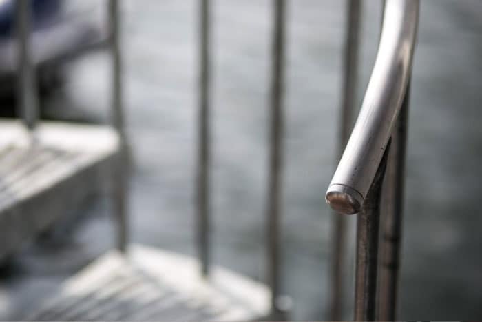 galvanized handrail detail shot