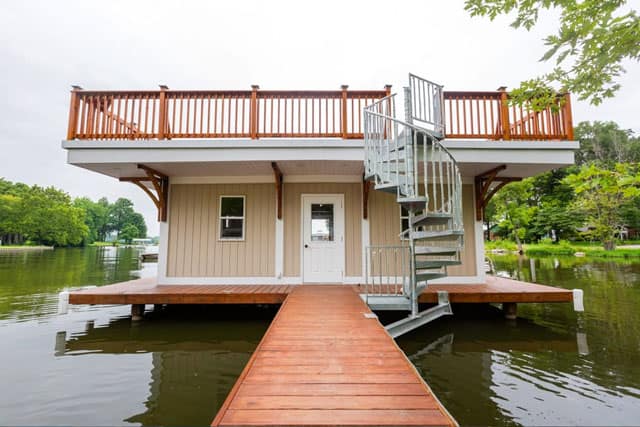 boat house with roof deck