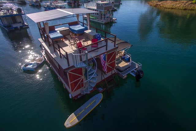 house boat with a spiral staircase