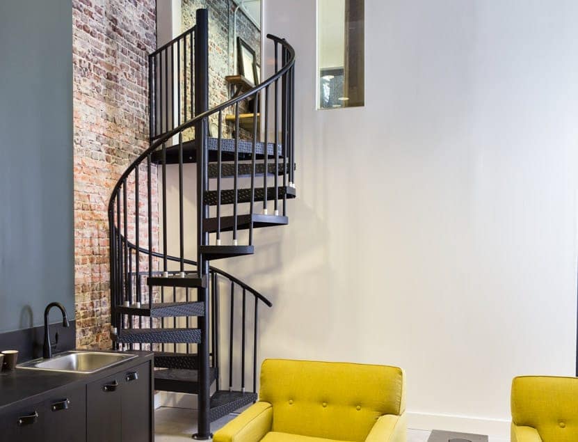 spiral stair to mezzanine office