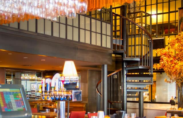 contemporary restaurant spiral stair