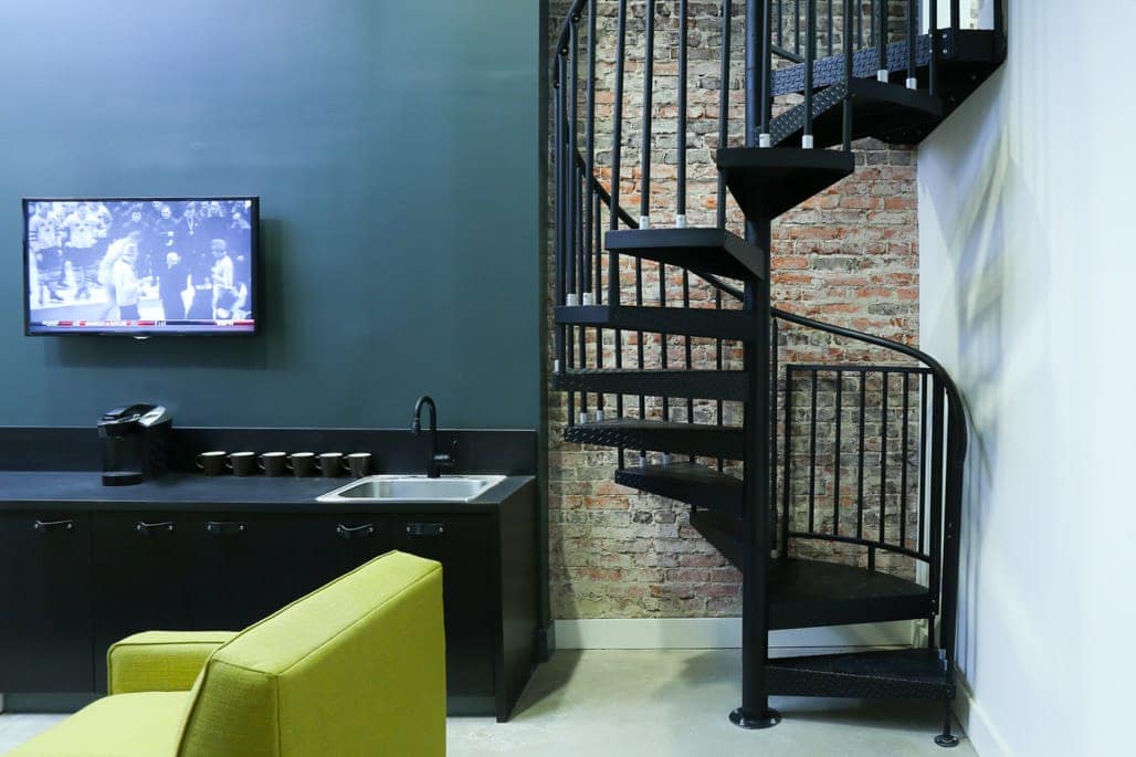 versatile steel spiral stair in office