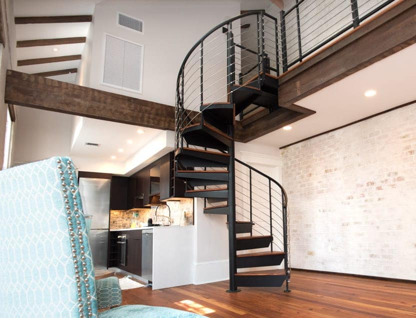 new orleans cottage with spiral stair