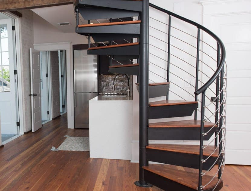 steel line rail spiral staircase
