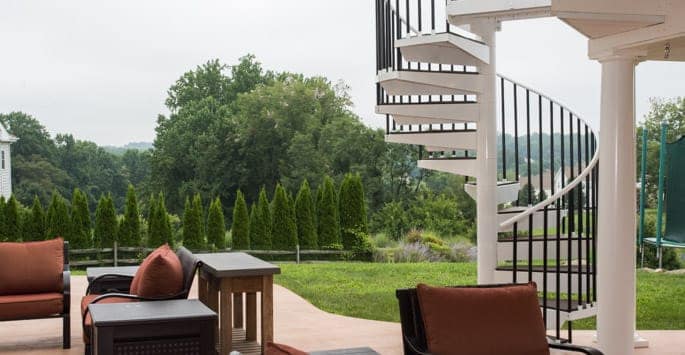 maintenance free spiral staircase to living area