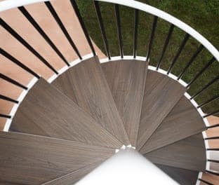 deck spiral stair with trex treads