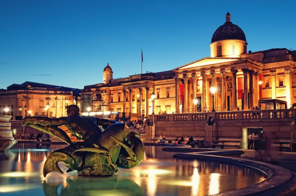 The National Gallery and Trafalgar Square, London