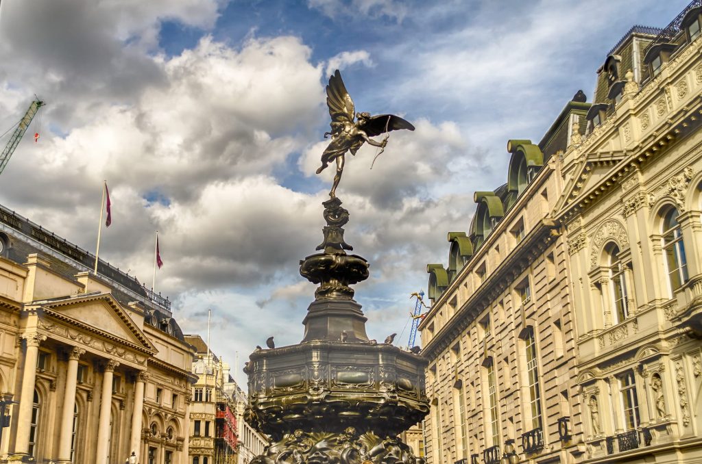 Eros Statue at Piccadilly Circus, London, UK