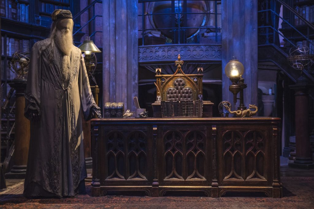 The studio set of Dumbledores Office, on display at the Making of Harry Potter Studio Tour at the Warner Bros. Studios in Leavesden, UK