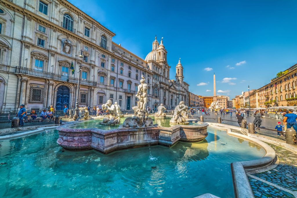 Rome Italy - Fontana del Moro in Piazza Navona