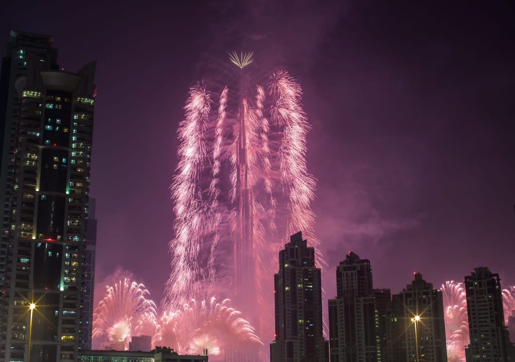 New year fireworks show at Burj khalifa in Dubai