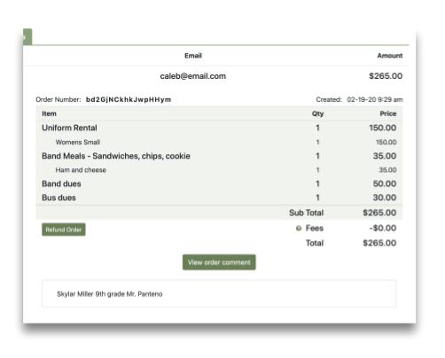 comment in dashboard
