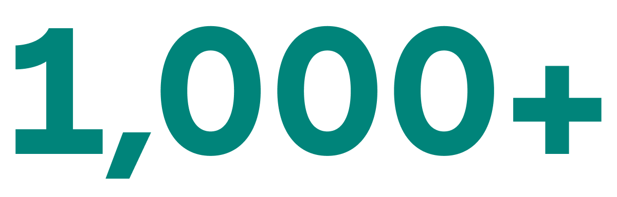 1,000+