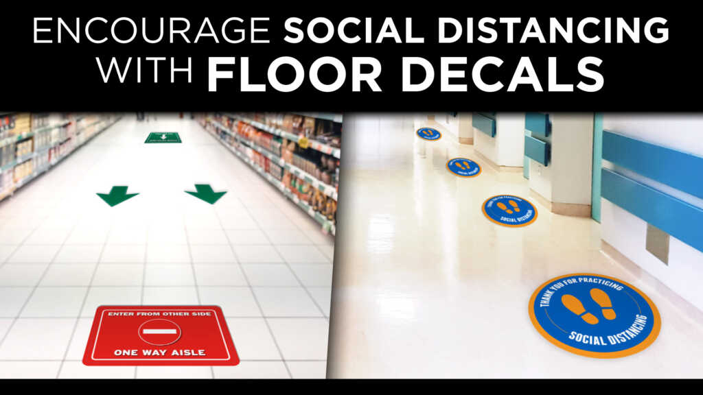social-image Rogers offers vinyl floor decals encourage social distancing, traffic flow, and communicate important messages.