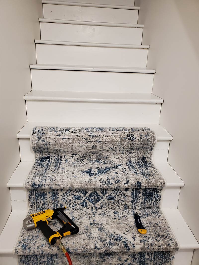 DIY stair runner installation yourself Staged for Upsell