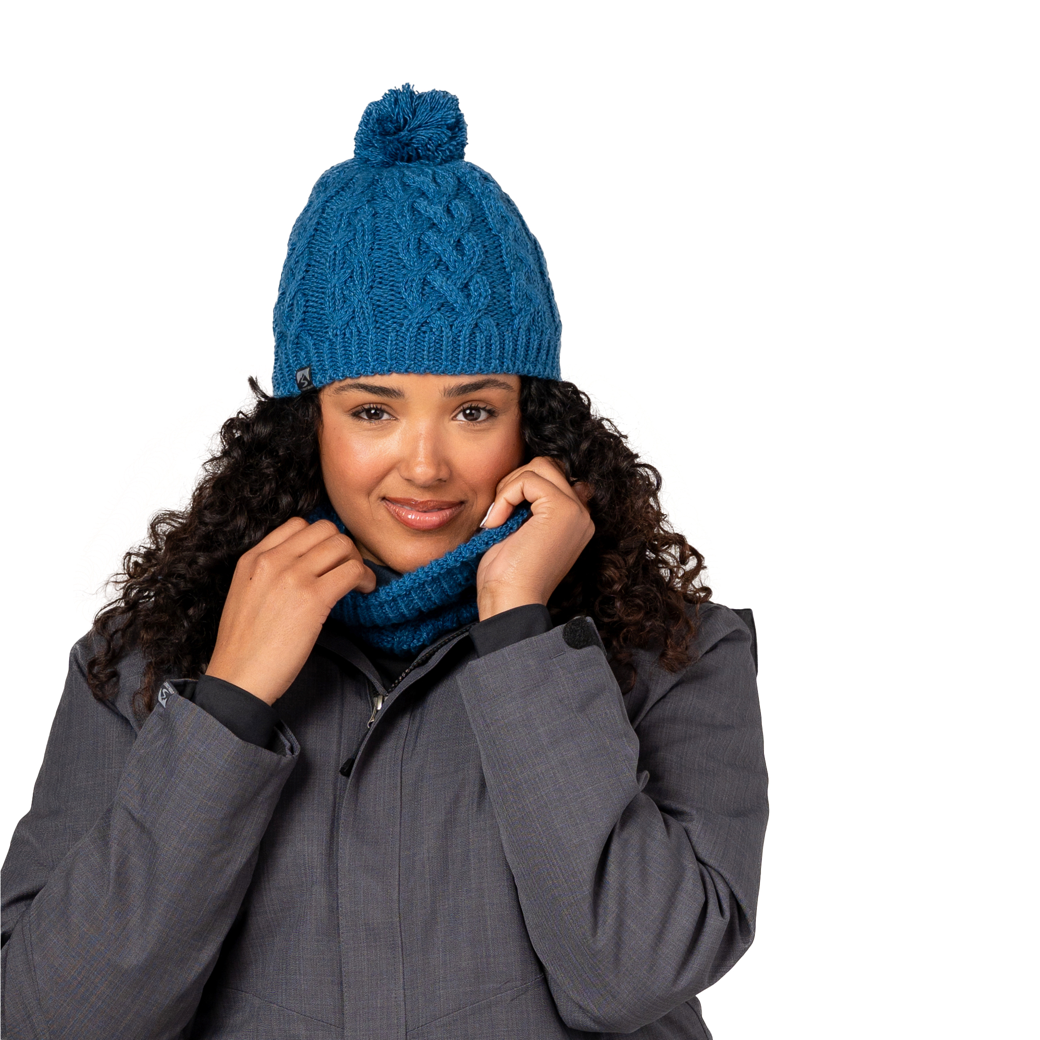 Storm Creek Women's Freeze Baby Fleece-Lined Cable Knit Pom Hat 16