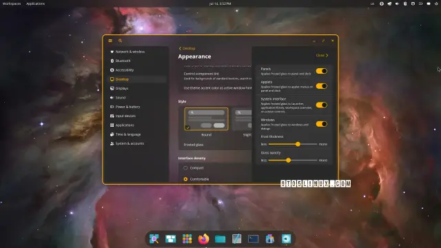 A screenshot of the COSMIC desktop environment showing the COSMIC Settings app.
