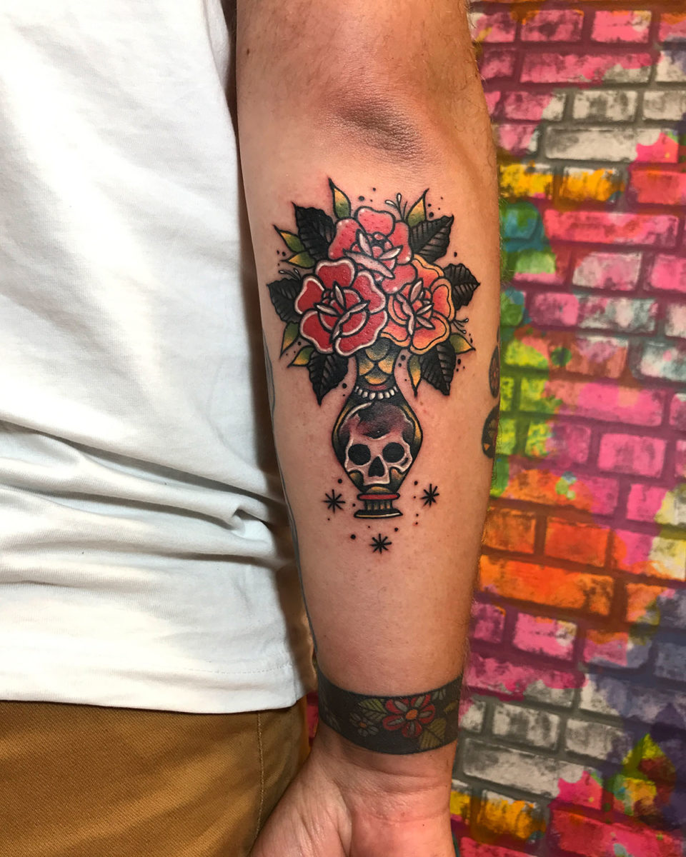 Old School Rose Skull