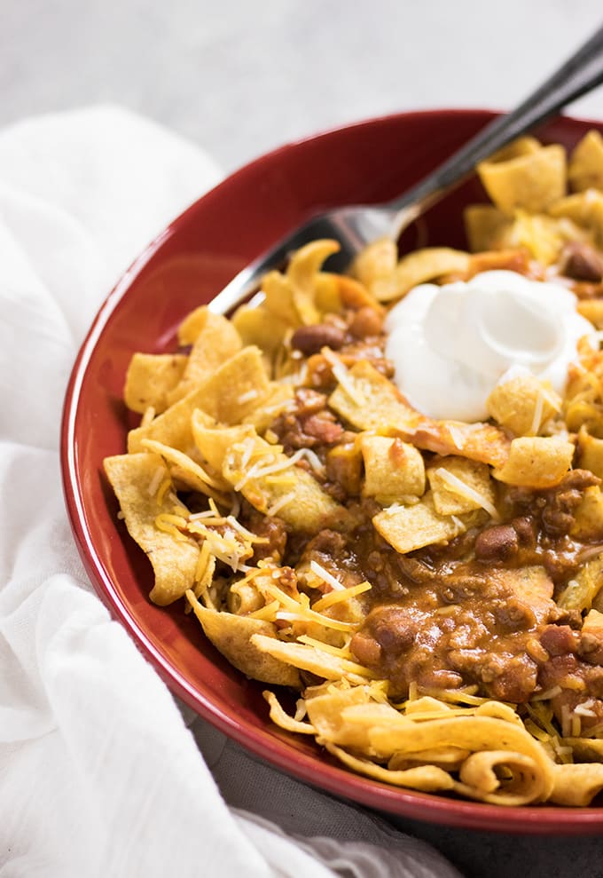 CROCKPOT CHILI FRITO PIE