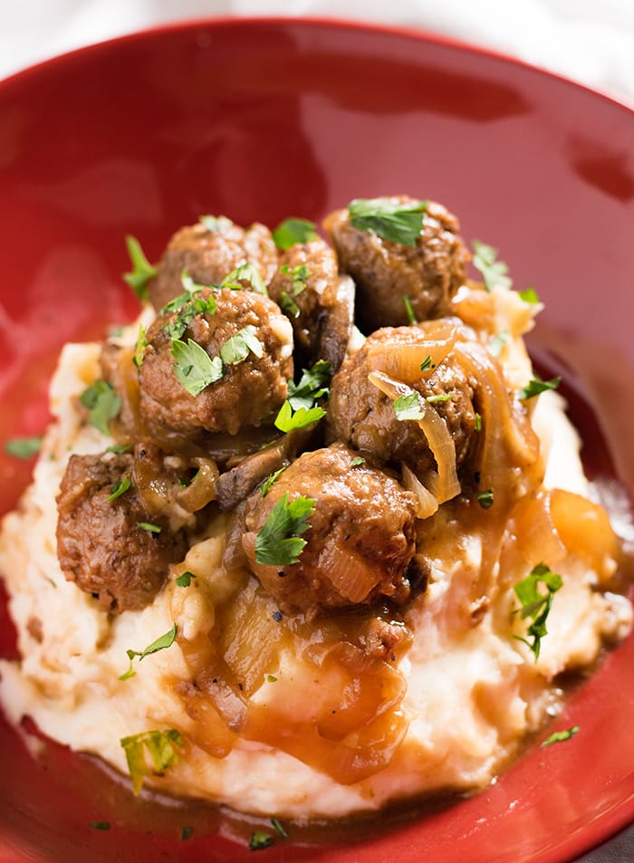 Slow Cooker Meatballs and Gravy - The Salty Marshmallow