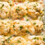 chicken pot pie casserole with biscuits