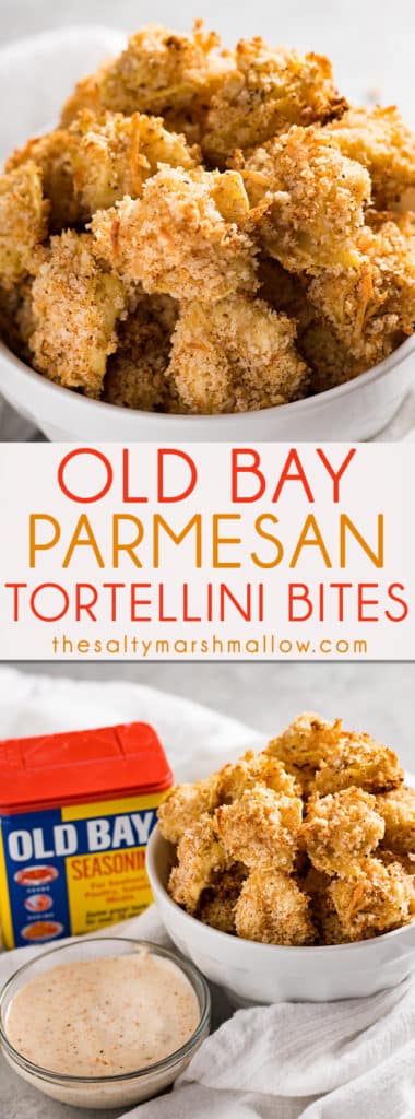 Old Bay Parmesan Tortellini bites are the perfect baked appetizer recipe for your next party! My family loves this quick and easy warm appetizer for game day and tailgating!