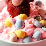 cheesecake dessert dip served with strawberries