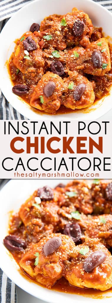 Instant Pot Chicken Cacciatore is a mouthwatering and super flavorful chicken recipe that is amazingly easy to whip up in your instant pot! This Chicken Cacciatore Recipe comes straight from The Electric Pressure Cooker Cookbook for Two Cookbook! #instantpot #instantpotrecipes #instantpotchicken Instant Pot Chicken Cacciatore is a mouthwatering and super flavorful chicken recipe that is amazingly easy to whip up in your instant pot! This Chicken Cacciatore Recipe comes straight from The Electric Pressure Cooker Cookbook for Two Cookbook! #instantpot #instantpotrecipes #instantpotchicken