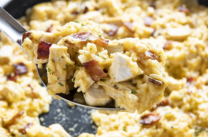 one pot chicken and rice with bacon and ranch