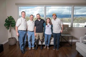 The Mourelatos Tile Pro crew includes (L. to r.): Certified Tile Installer Ed Siebern, John Mourelatos, Caleb and Ashley Brewer and installer Cody Elmer.