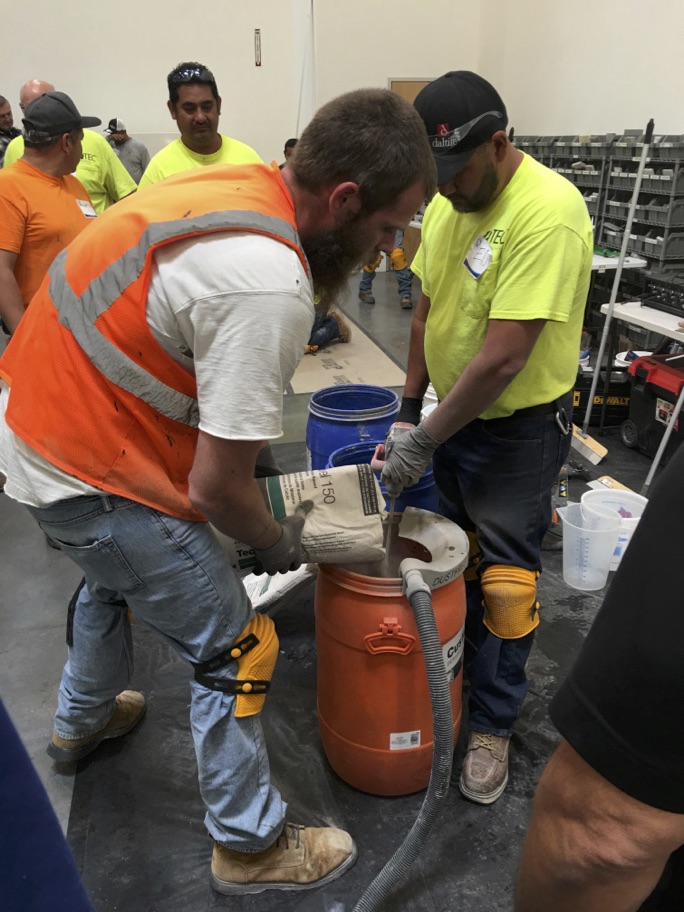Mixing mortar is not one of the 18 construction tasks listed on Table 1.