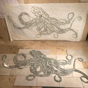 Nordstrom's Kraken drawing and tile