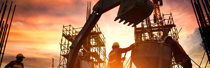 construction at sunset