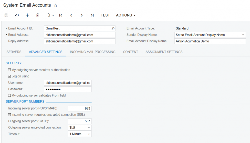 Using Gmail With Acumatica