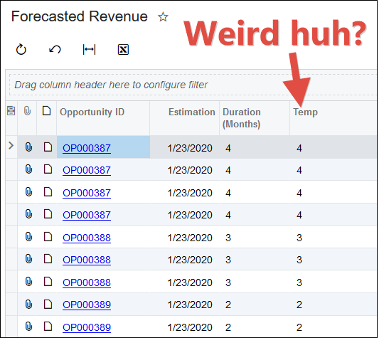 Forecasting Future Acumatica Project Revenue in Monthly Buckets