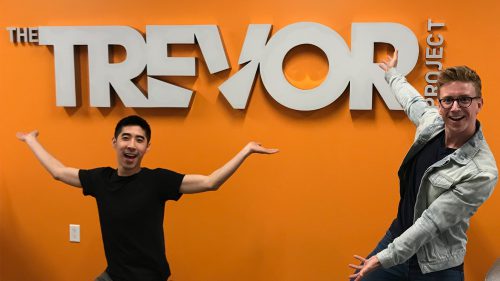 Tyler Oakley and Kevin Wong at The Trevor Project