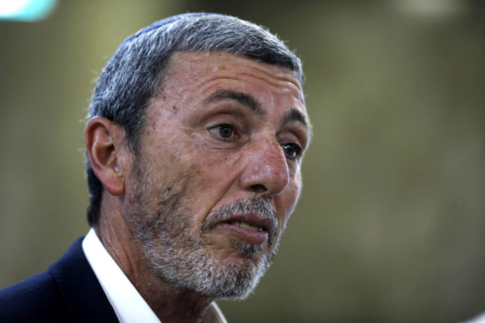 Israel's Education minister Rafi Peretz arrives to attend the weekly cabinet meeting in Jerusalem