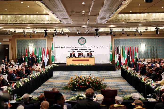 Arab foreign ministers and delegation members attend the annual Arab League meeting in Cairo